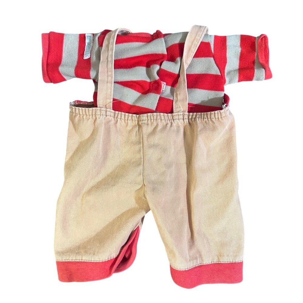 Vintage 1983 Cabbage Patch Kids Beige Overalls With Red Striped Tee Bear Patch D - Picture 2 of 11
